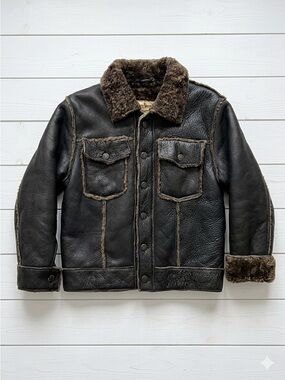 Vintage Ponte Vecchio Black Jacket with Brown Fur Trim